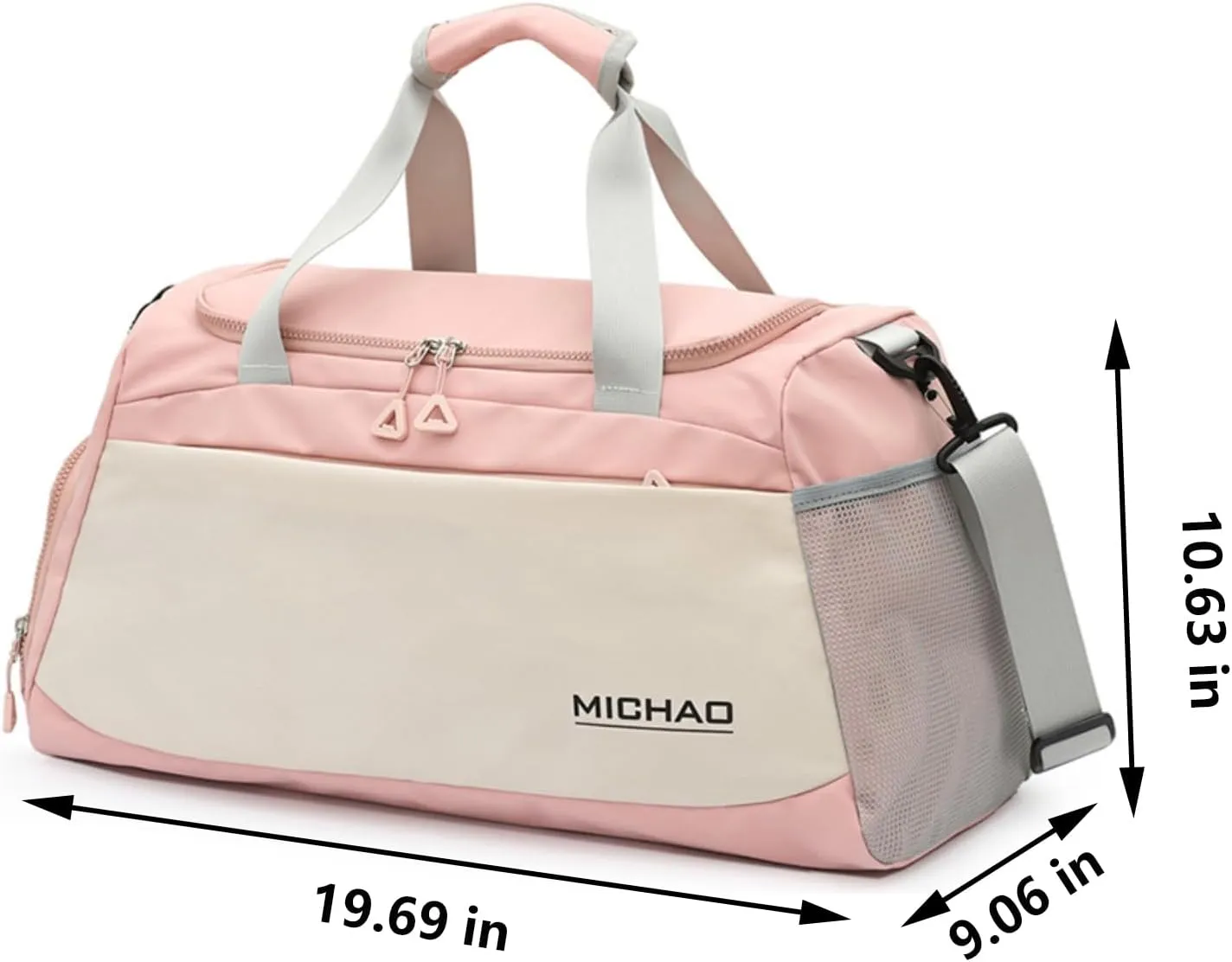 Sports Duffel Bag with Shoes Compartment and Wet Pocket,Gym Bag for Women and Men,Carry-On Bag Waterproof Weekender Bag Luggage Bag Overnight Bag Tote Bags(Pink)