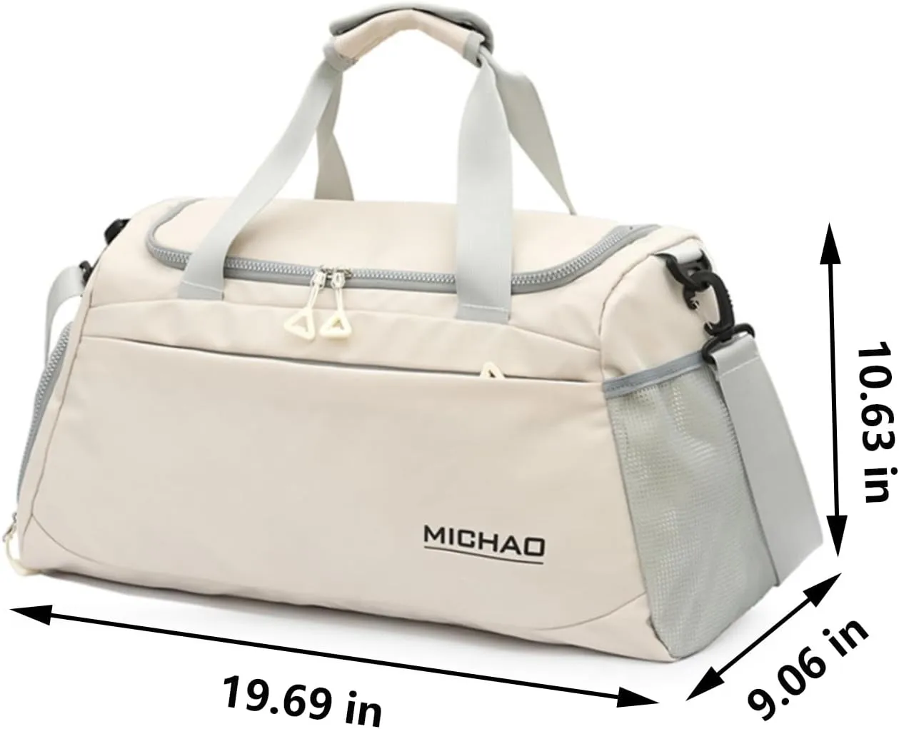 Sports Duffel Bag with Shoes Compartment and Wet Pocket,Gym Bag for Women and Men,Carry-On Bag Waterproof Weekender Bag Luggage Bag Overnight Bag Tote Bags(White)