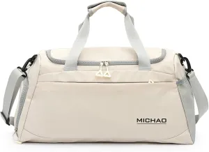 Sports Duffel Bag with Shoes Compartment and Wet Pocket,Gym Bag for Women and Men,Carry-On Bag Waterproof Weekender Bag Luggage Bag Overnight Bag Tote Bags(White)