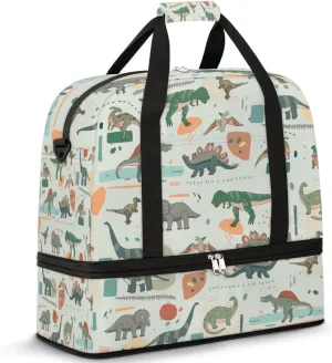 Sports Gym Bag Cute Cartoon Cinosaur Foldable Travel Duffel Bag with Shoes Compartment Large Carry On Bag Weekend Yoga Workout Bag for Men Women 20.07 * 7.87 * 18.11 Inch