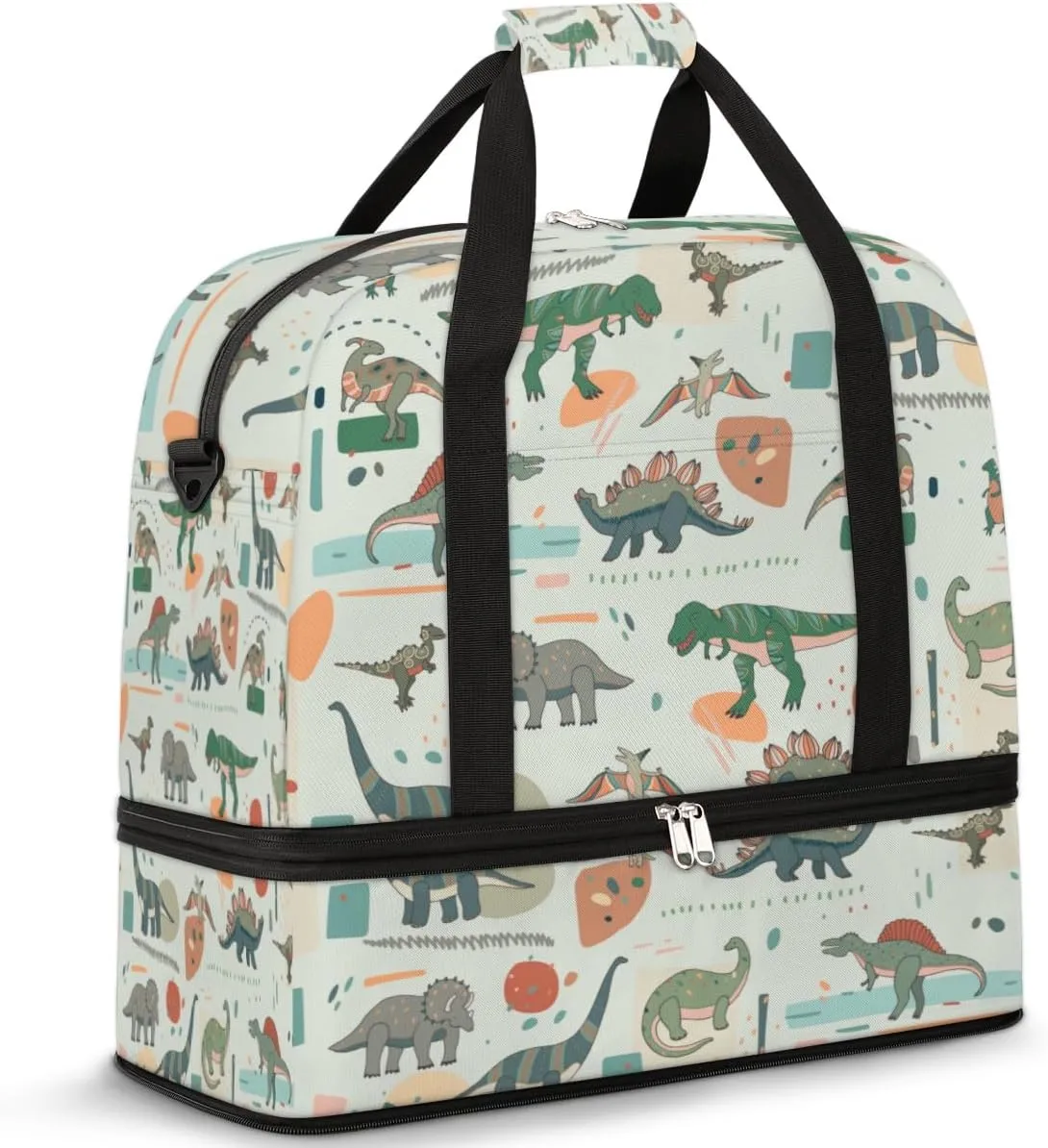 Sports Gym Bag Cute Cartoon Cinosaur Foldable Travel Duffel Bag with Shoes Compartment Large Carry On Bag Weekend Yoga Workout Bag for Men Women 20.07 * 7.87 * 18.11 Inch