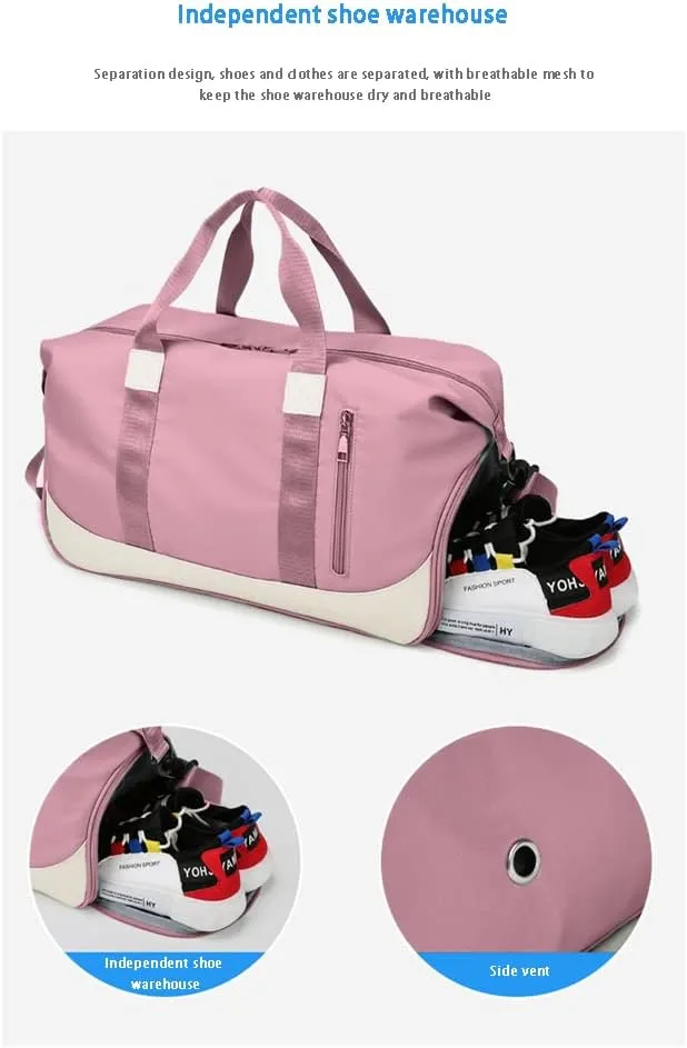 Sports Gym Bag Duffel Bag with Shoes Compartment & Wet Pocket,Waterproof Carry On Bag Hospital Holdalls with Shoulder Strap,Compartment Fitness Workout Bag DPin 47*22*25cm