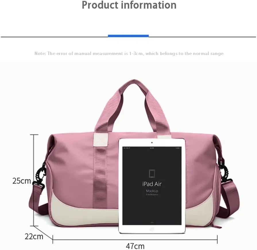 Sports Gym Bag Duffel Bag with Shoes Compartment & Wet Pocket,Waterproof Carry On Bag Hospital Holdalls with Shoulder Strap,Compartment Fitness Workout Bag DPin 47*22*25cm