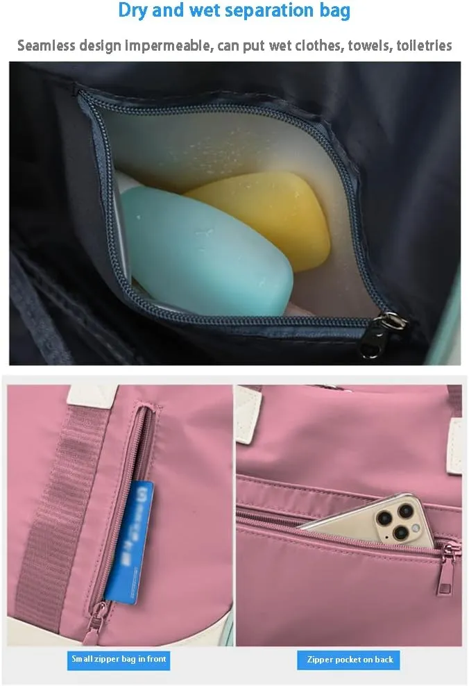 Sports Gym Bag Duffel Bag with Shoes Compartment & Wet Pocket,Waterproof Carry On Bag Hospital Holdalls with Shoulder Strap,Compartment Fitness Workout Bag DPin 47*22*25cm