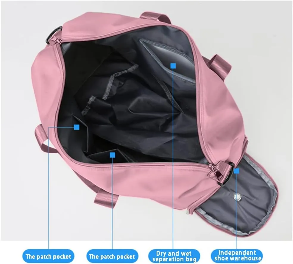 Sports Gym Bag Duffel Bag with Shoes Compartment & Wet Pocket,Waterproof Carry On Bag Hospital Holdalls with Shoulder Strap,Compartment Fitness Workout Bag DPin 47*22*25cm