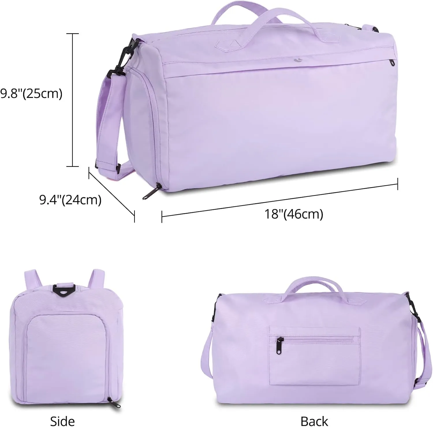 Sports Gym Bag for Women, Travel Workout Duffel Overnight Shoulder Bags with Shoes Compartment and Wet Pocket Lightweight Weekend Waterproof, B-Purple04, Travel Bags for Airline Travel