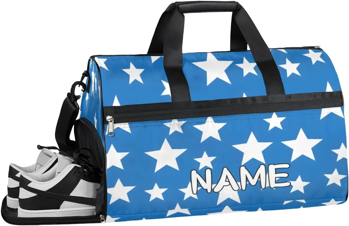 Star Geometric Pattern Sports Gym Bag with Wet Pocket & Shoes Compartment Travel Duffel Bag for Women Men Custom Sports Gym Bag Personalized Overnight Stay Weekend Tote Beach Luggage