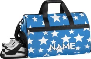 Star Geometric Pattern Sports Gym Bag with Wet Pocket & Shoes Compartment Travel Duffel Bag for Women Men Custom Sports Gym Bag Personalized Overnight Stay Weekend Tote Beach Luggage