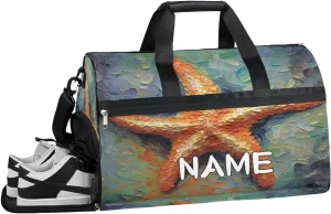 Starfish Summer Pattern Sports Gym Bag with Wet Pocket & Shoes Compartment Travel Duffel Bag for Women Men Custom Sports Gym Bag Personalized Overnight Stay Weekend Tote Beach Luggage