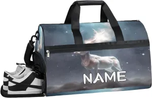 Starry Deer Print Sports Gym Bag with Wet Pocket & Shoes Compartment Travel Duffel Bag for Women Men Custom Sports Gym Bag Personalized Overnight Stay Weekend Tote Beach Luggage