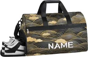 Striped Wave Background Sports Gym Bag with Wet Pocket & Shoes Compartment Travel Duffel Bag for Women Men Custom Sports Gym Bag Personalized Overnight Stay Weekend Tote Beach Luggage