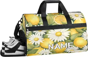Summer Lemon Fruit Sports Gym Bag with Wet Pocket & Shoes Compartment Travel Duffel Bag for Women Men Custom Sports Gym Bag Personalized Overnight Stay Weekend Tote Beach Luggage