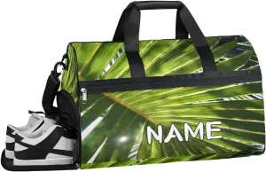 Summer Palm Leaves Sports Gym Bag with Wet Pocket & Shoes Compartment Travel Duffel Bag for Women Men Custom Sports Gym Bag Personalized Overnight Stay Weekend Tote Beach Luggage