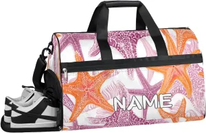 Summer Starfish Print Sports Gym Bag with Wet Pocket & Shoes Compartment Travel Duffel Bag for Women Men Custom Sports Gym Bag Personalized Overnight Stay Weekend Tote Beach Luggage
