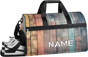 Summer Wood Planks Sports Gym Bag with Wet Pocket & Shoes Compartment Travel Duffel Bag for Women Men Custom Sports Gym Bag Personalized Overnight Stay Weekend Tote Beach Luggage