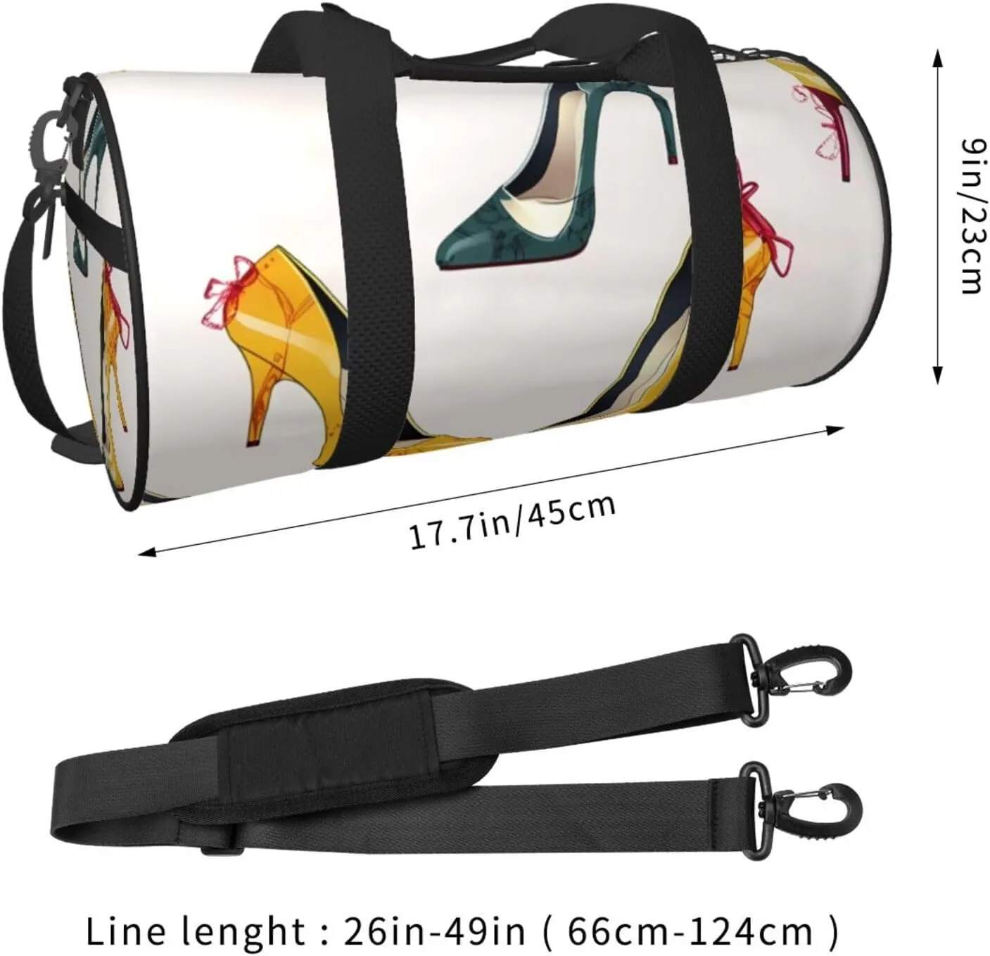 Travel Bag For Women,High Heel Shoes Print Personal Item Duffle Bags,Weekend Travel Duffel Tote Bag,Travel Sport Gym Bag For Men,Airplane Travel Essentials For Flying