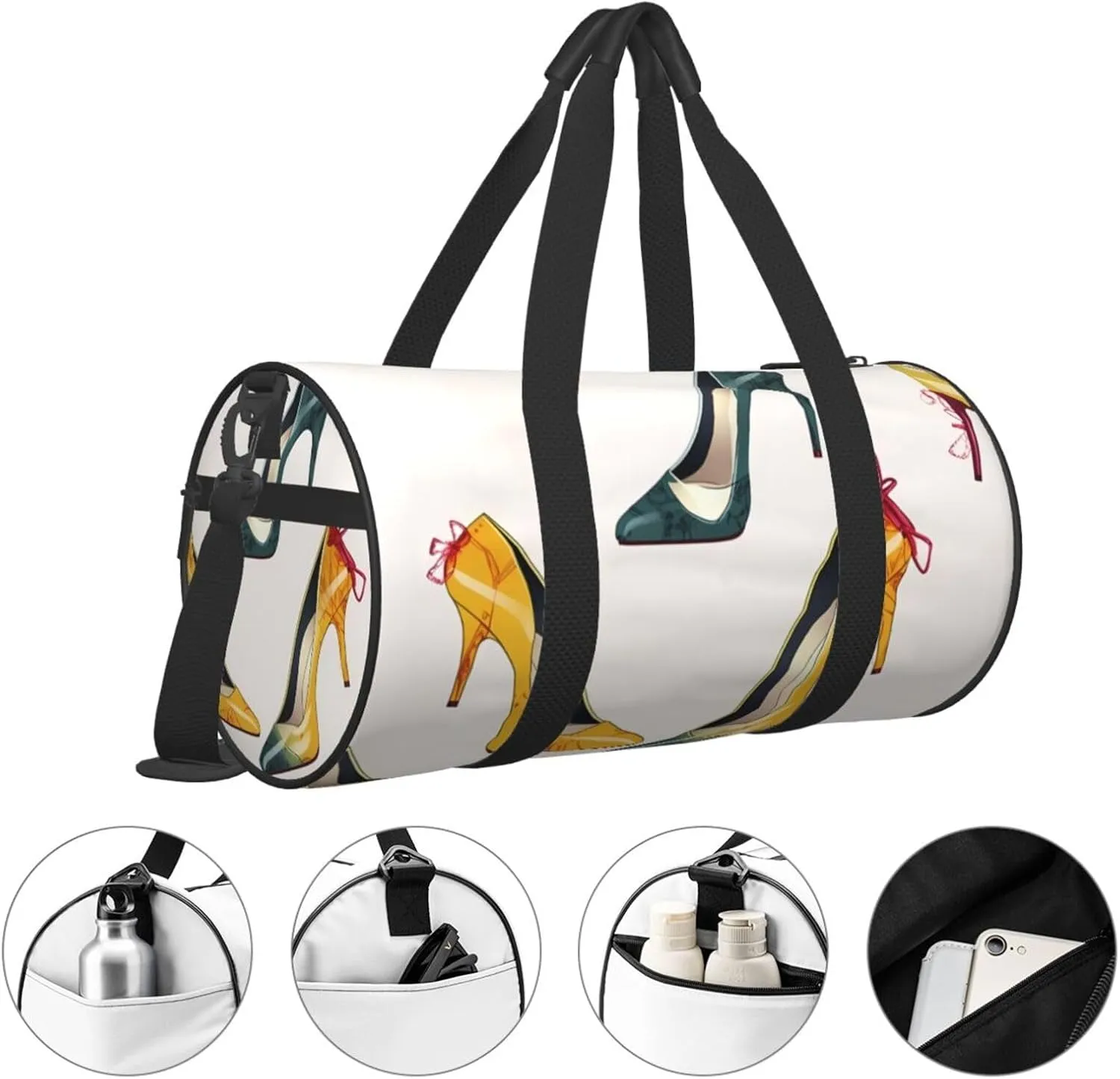Travel Bag For Women,High Heel Shoes Print Personal Item Duffle Bags,Weekend Travel Duffel Tote Bag,Travel Sport Gym Bag For Men,Airplane Travel Essentials For Flying