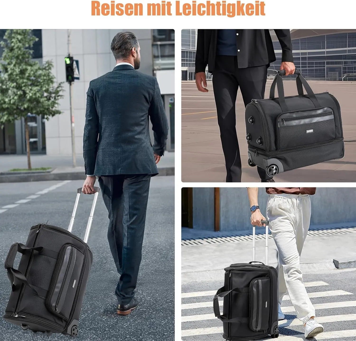 Travel Bag with Wheels, Large Travel Bag Foldable for Men/Women, Suitable for Travel, Weekend Holiday.