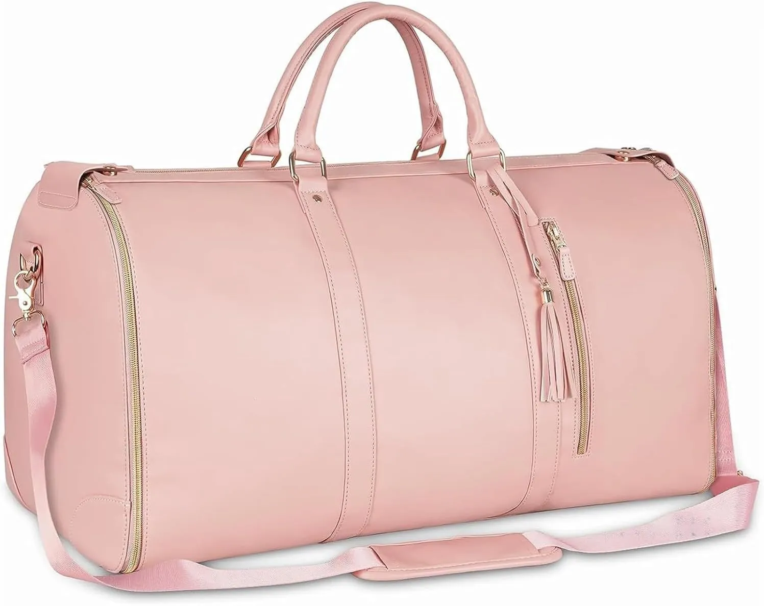 Travel Clothing Bag, Convertible Clothing Bag Separated From Shoes, Folding Travel Bag, 2 in 1 Hanging Luggage Set Waterproof Duffel Bag, Large Capacity Multi-functional Storage Bag (Pink)