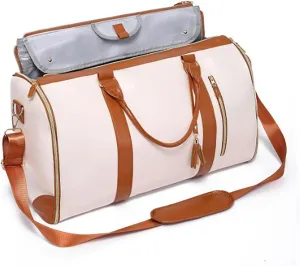 Travel Clothing Bag, Convertible Clothing Bag Separated From Shoes, Folding Travel Bag, 2 in 1 Hanging Luggage Set Waterproof Duffel Bag, Large Capacity Multi-functional Storage Bag (White)