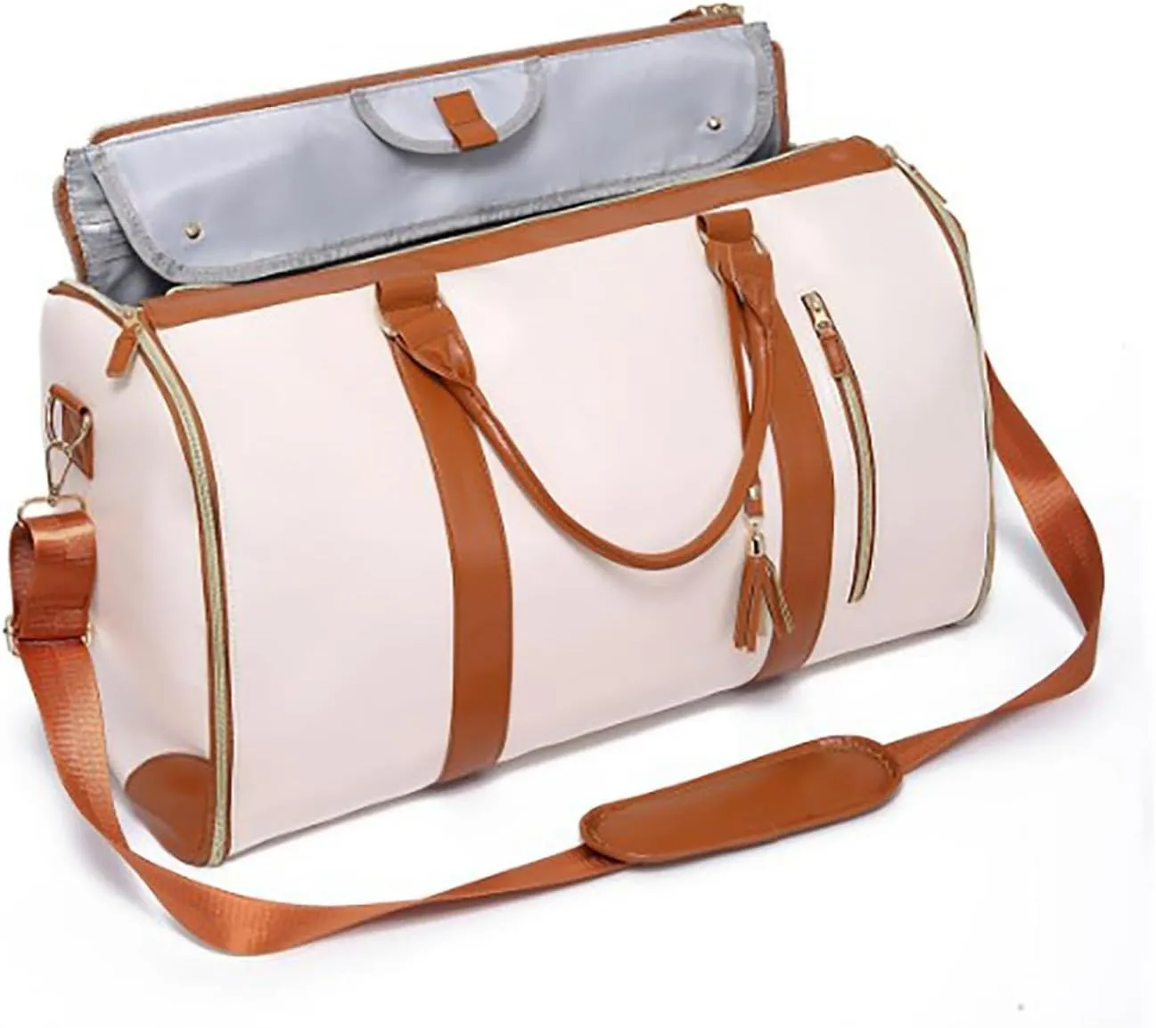 Travel Clothing Bag, Convertible Clothing Bag Separated From Shoes, Folding Travel Bag, 2 in 1 Hanging Luggage Set Waterproof Duffel Bag, Large Capacity Multi-functional Storage Bag (White)