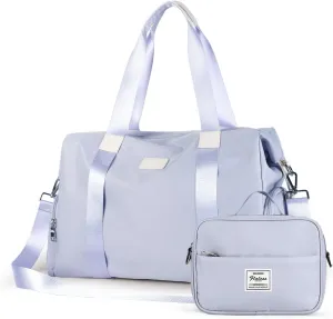 Travel Duffel Bag, Sports Tote Bag, Shoulder Weekender Overnight Bag for Women(P-Blue Purple with Laptop Pocket)