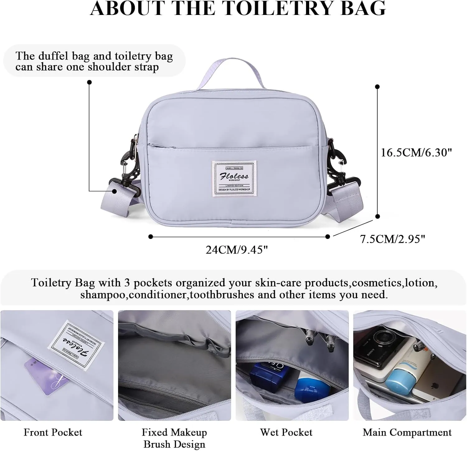 Travel Duffel Bag, Sports Tote Bag, Shoulder Weekender Overnight Bag for Women(P-Blue Purple with Laptop Pocket)