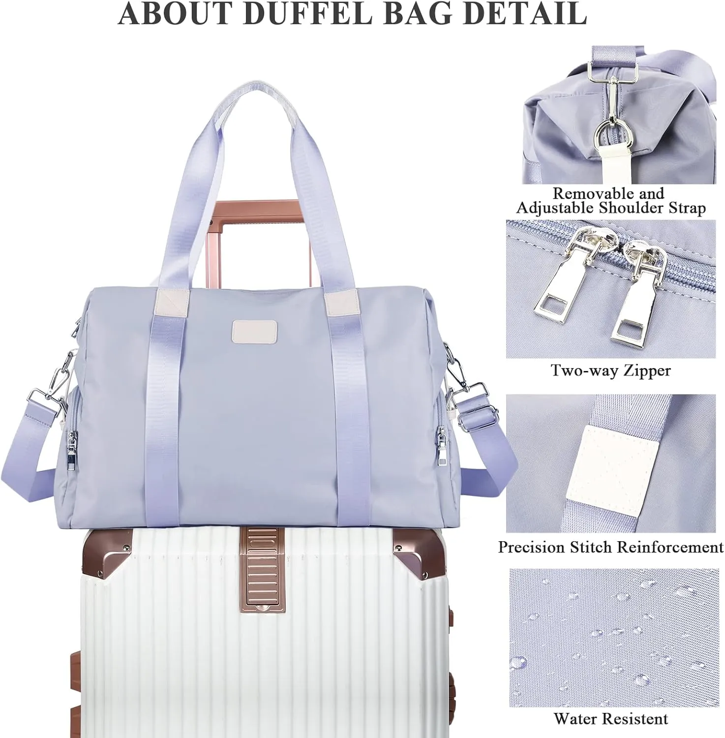 Travel Duffel Bag, Sports Tote Bag, Shoulder Weekender Overnight Bag for Women(P-Blue Purple with Laptop Pocket)