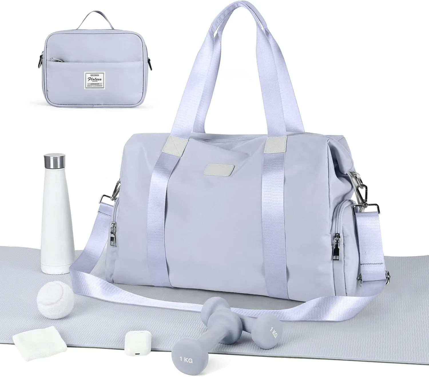 Travel Duffel Bag, Sports Tote Bag, Shoulder Weekender Overnight Bag for Women(P-Blue Purple with Laptop Pocket)