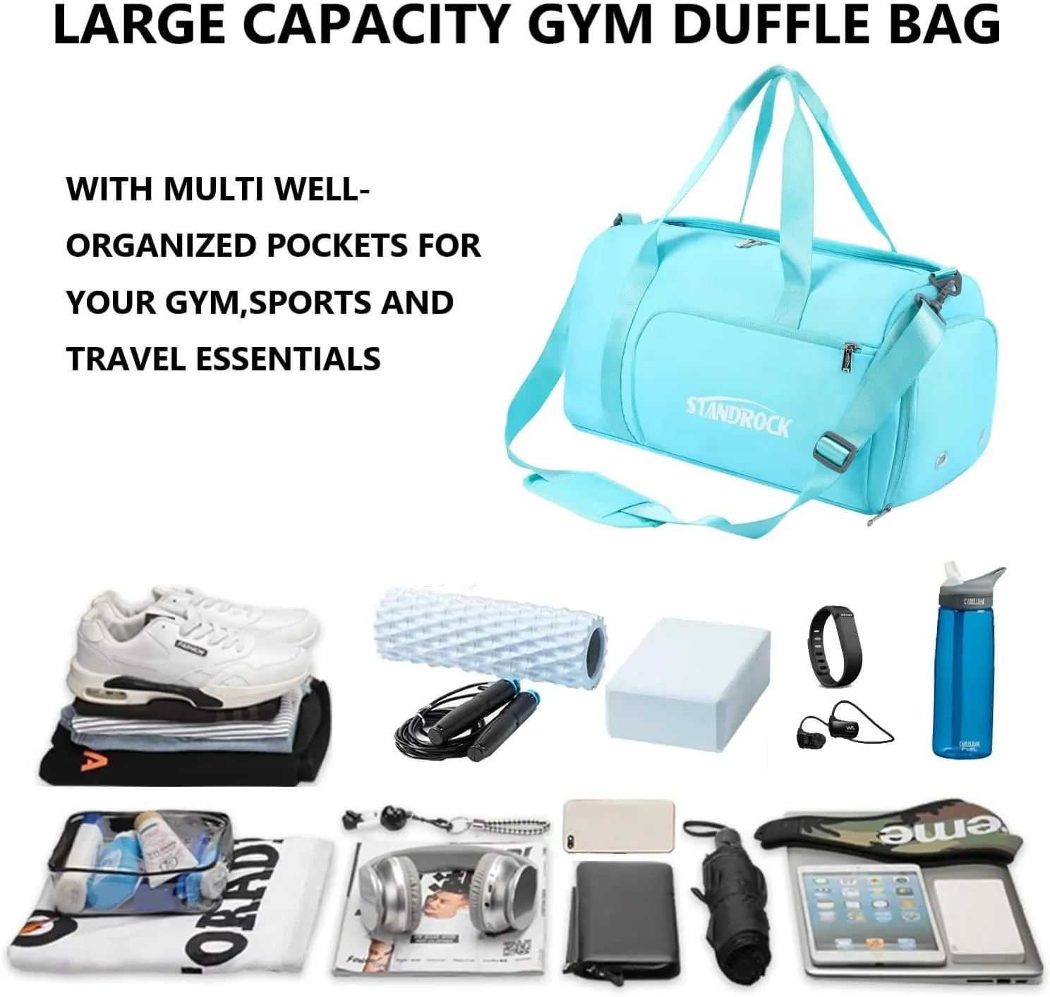 Travel Duffle Bag, Sports Tote Bag for Women,Overnight Travel Weekender Bags for Women with Wet Pocket,Carry on Duffel Bags for Traveling (Green)(Green-Insulation Bags)