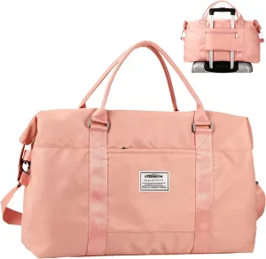 Travel Duffle Bag, Sports Tote Bag for Women,Overnight Travel Weekender Bags for Women with Wet Pocket,Carry on Duffel Bags for Traveling (Green)(Pink-Tote Bag)