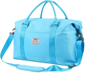 Travel Duffle Bag,COLOY Sports Tote COLOY Bag for Women,Overnight Travel Weekender Bags for Women with Wet Pocket,Carry on Duffel Bags for Traveling (Green)(Blue-tote bag)