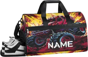 Truck Graffiti Summer Sports Gym Bag with Wet Pocket & Shoes Compartment Travel Duffel Bag for Women Men Custom Sports Gym Bag Personalized Overnight Stay Weekend Tote Beach Luggage