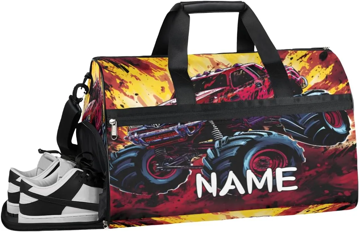 Truck Graffiti Summer Sports Gym Bag with Wet Pocket & Shoes Compartment Travel Duffel Bag for Women Men Custom Sports Gym Bag Personalized Overnight Stay Weekend Tote Beach Luggage