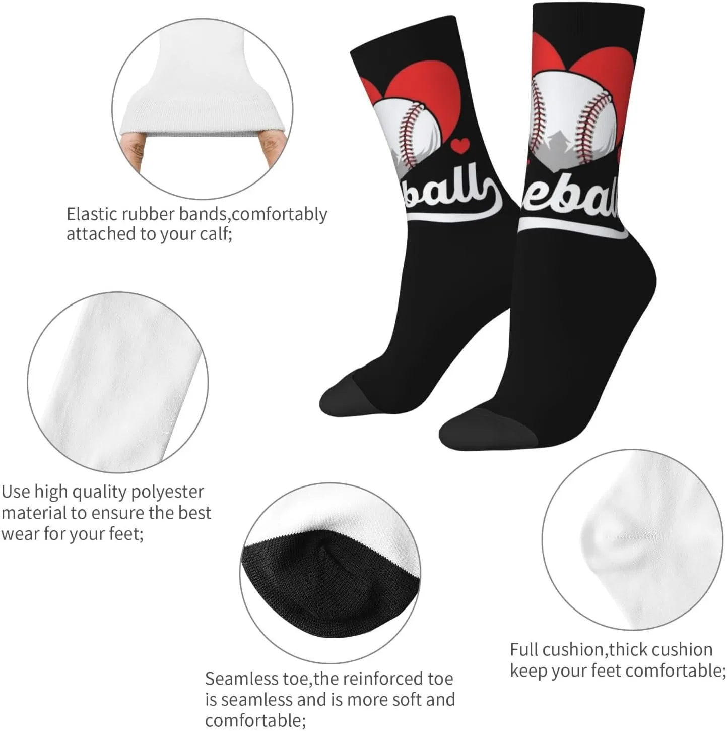 Unisex Crew Socks Mid Calf Hiking Running Athletic Socks Novelty Funny Colorful Print Socks