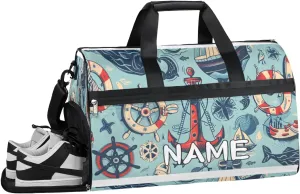 Vintage Ocean Anchor Sports Gym Bag with Wet Pocket & Shoes Compartment Travel Duffel Bag for Women Men Custom Sports Gym Bag Personalized Overnight Stay Weekend Tote Beach Luggage