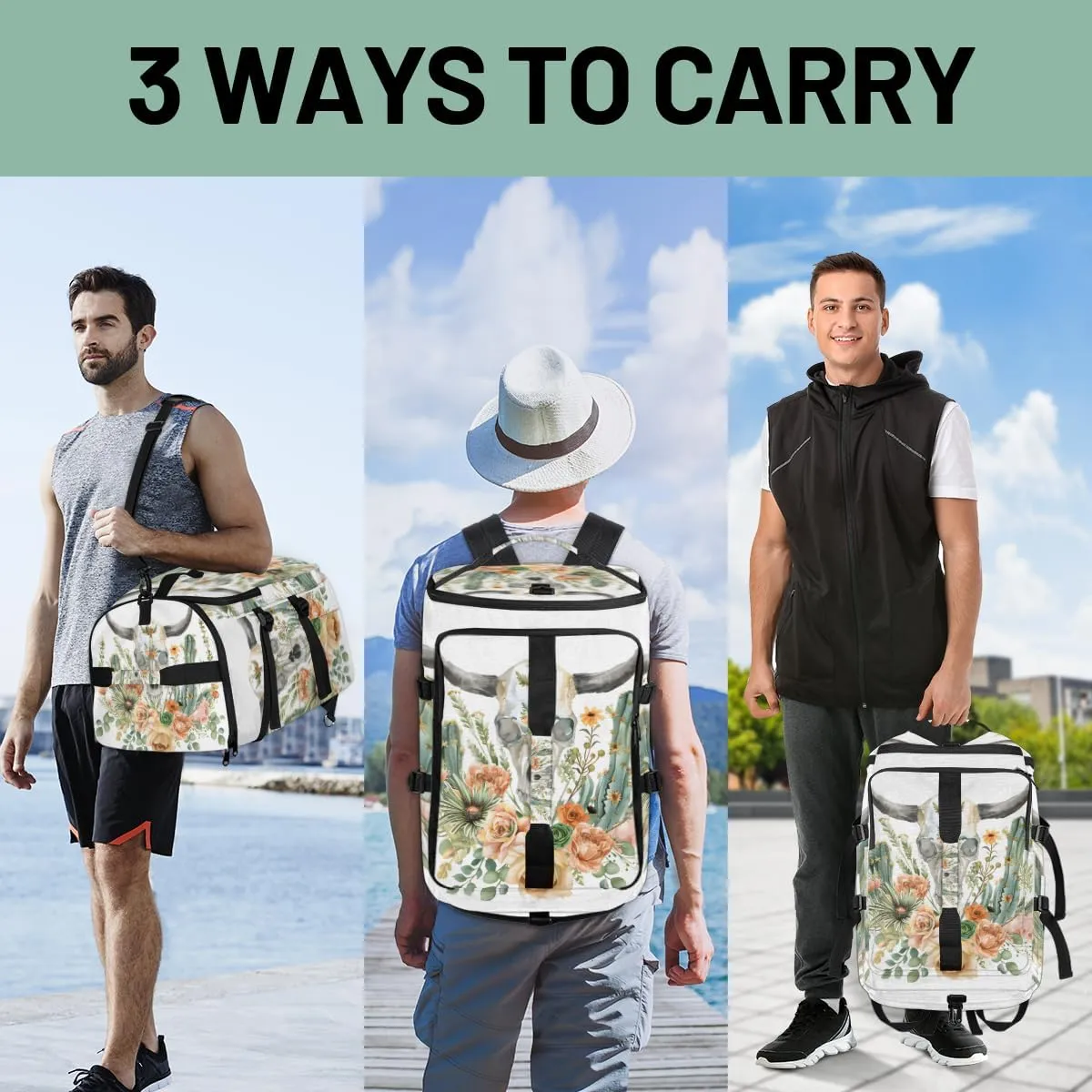 Watercolor Skull Flower Plant Travel Backpack Carry On Flight Approved for Men Women, Lightweight Large Luggage Weekender Casual Daypack Backpacks for Traveling Airplane