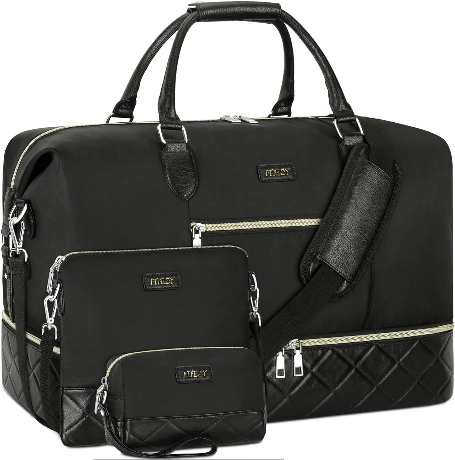 Weekender Bag for Women, Travel Duffel Bag Carry On Overnight Bag with Shoe Compartment Large Nylon Travel Weekend Tote Bag, 6-black, Large, Travel Carry on Weekender Bag With Shoe Pouch