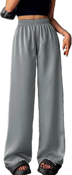 Wide Leg Sweatpants Women High Waisted Stretch Pants Loose Casual Pants Straight Leg Baggy Trousers with Pockets