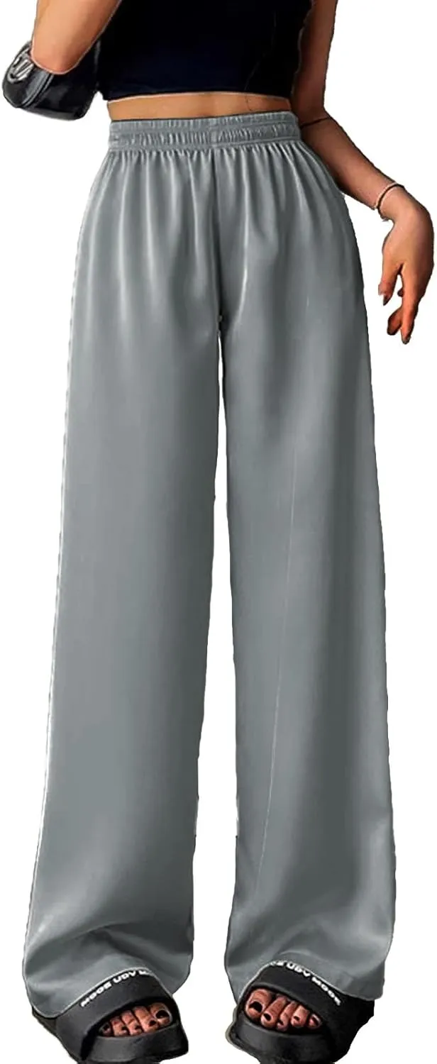 Wide Leg Sweatpants Women High Waisted Stretch Pants Loose Casual Pants Straight Leg Baggy Trousers with Pockets