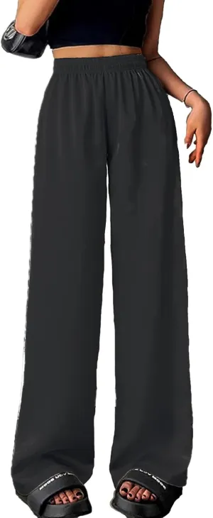 Wide Leg Sweatpants Women High Waisted Stretch Pants Loose Casual Pants Straight Leg Baggy Trousers with Pockets