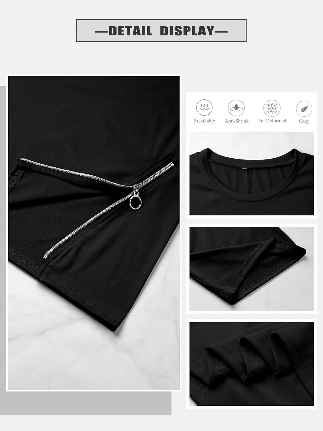 WLLW Women Oversized T Shirt Short Sleeve Crewneck Loose Tops Casual Basic Tee Tops Side Slit Zipper