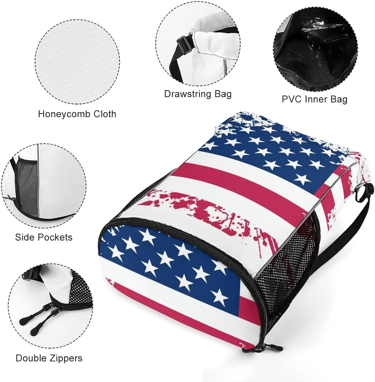 Women & Mens Beach Backpack Compatible with Cool Usa American Flag String Bag Backpack, Lightweight and Large Capacity Cinch Bag for Gym Shopping Sport Yoga Travel