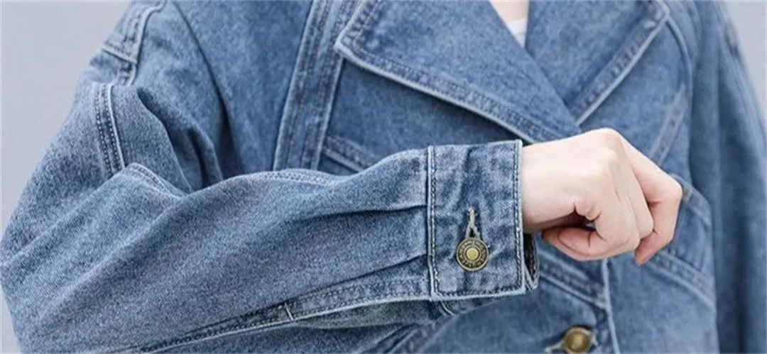 Women Cowboy Denim Jacket For Short Small And Elegant Streetwear Coat