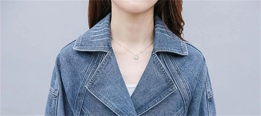 Women Cowboy Denim Jacket For Short Small And Elegant Streetwear Coat