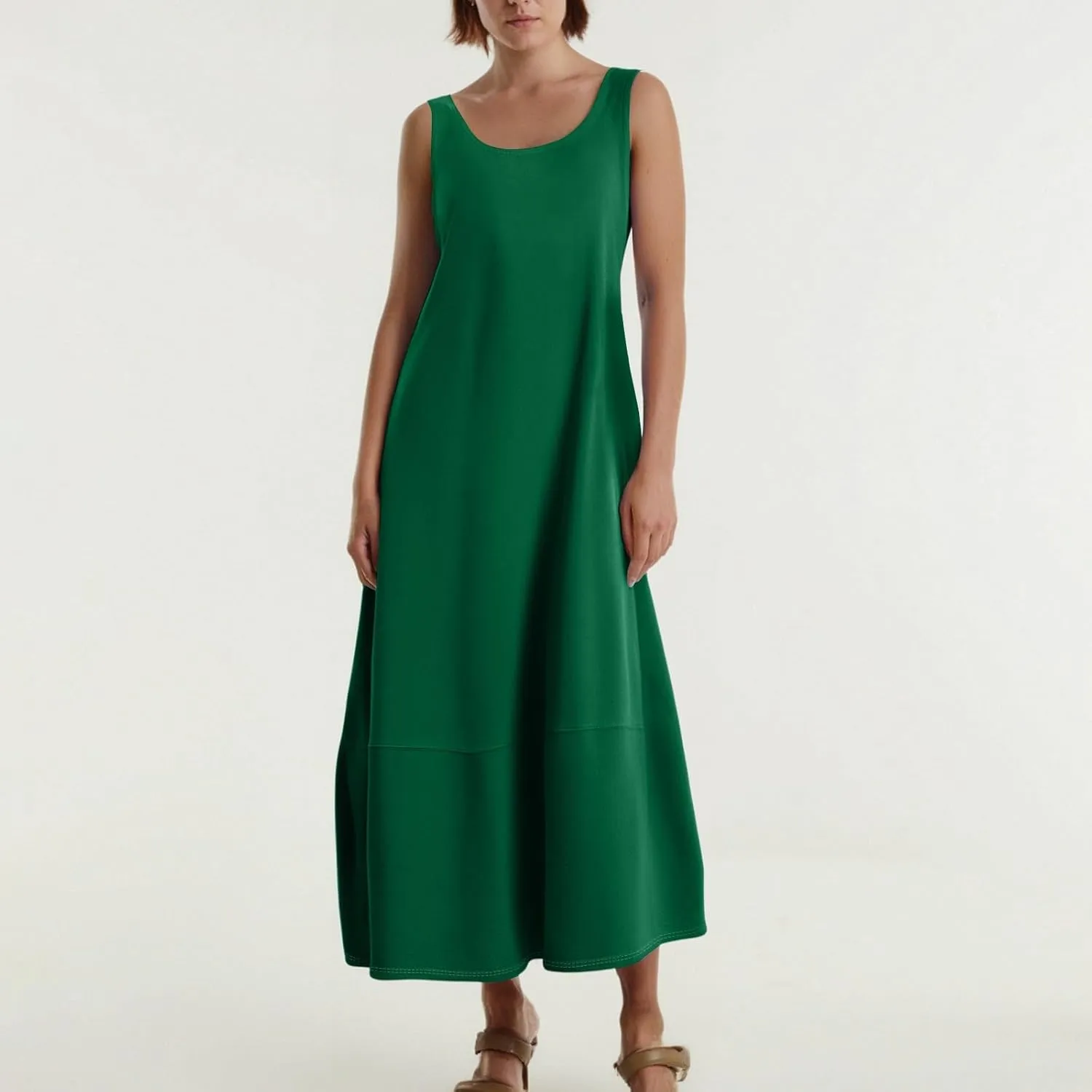 Women Dresses Sleeveless Beach Vacation Maxi Dress Scoop Neck Casual Sundress Loose 2025 Summer Flowy Tank Dress