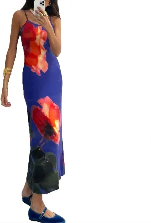 Women Vintage Spaghetti Strap Maxi Dress Y2k Floral Sleeveless Backless Bodycon Long Dress Slim Going Out Beach Dress