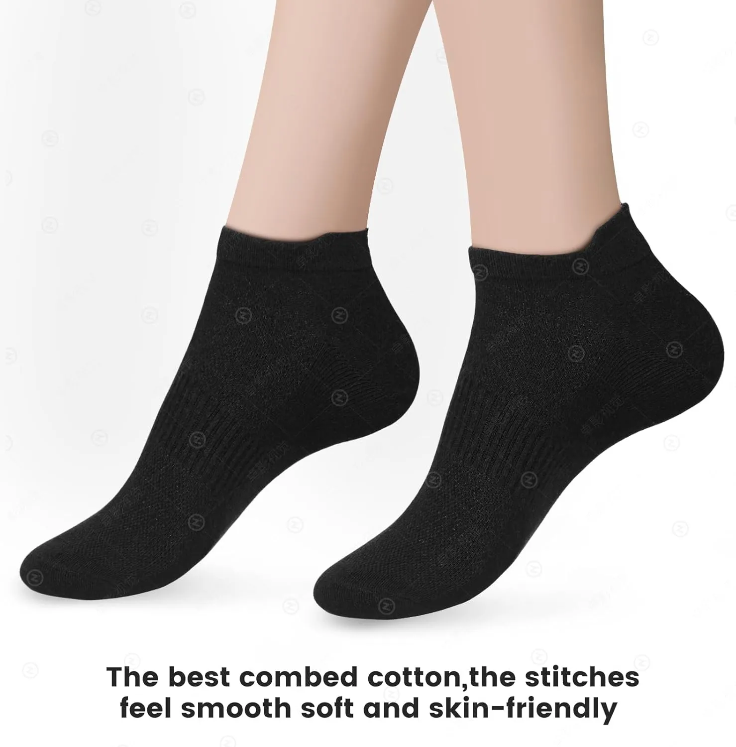 Women's Ankle Cotton Socks - Low Cut Athletic Running Soft Thin No Show White Socks With Tab 6 Pairs