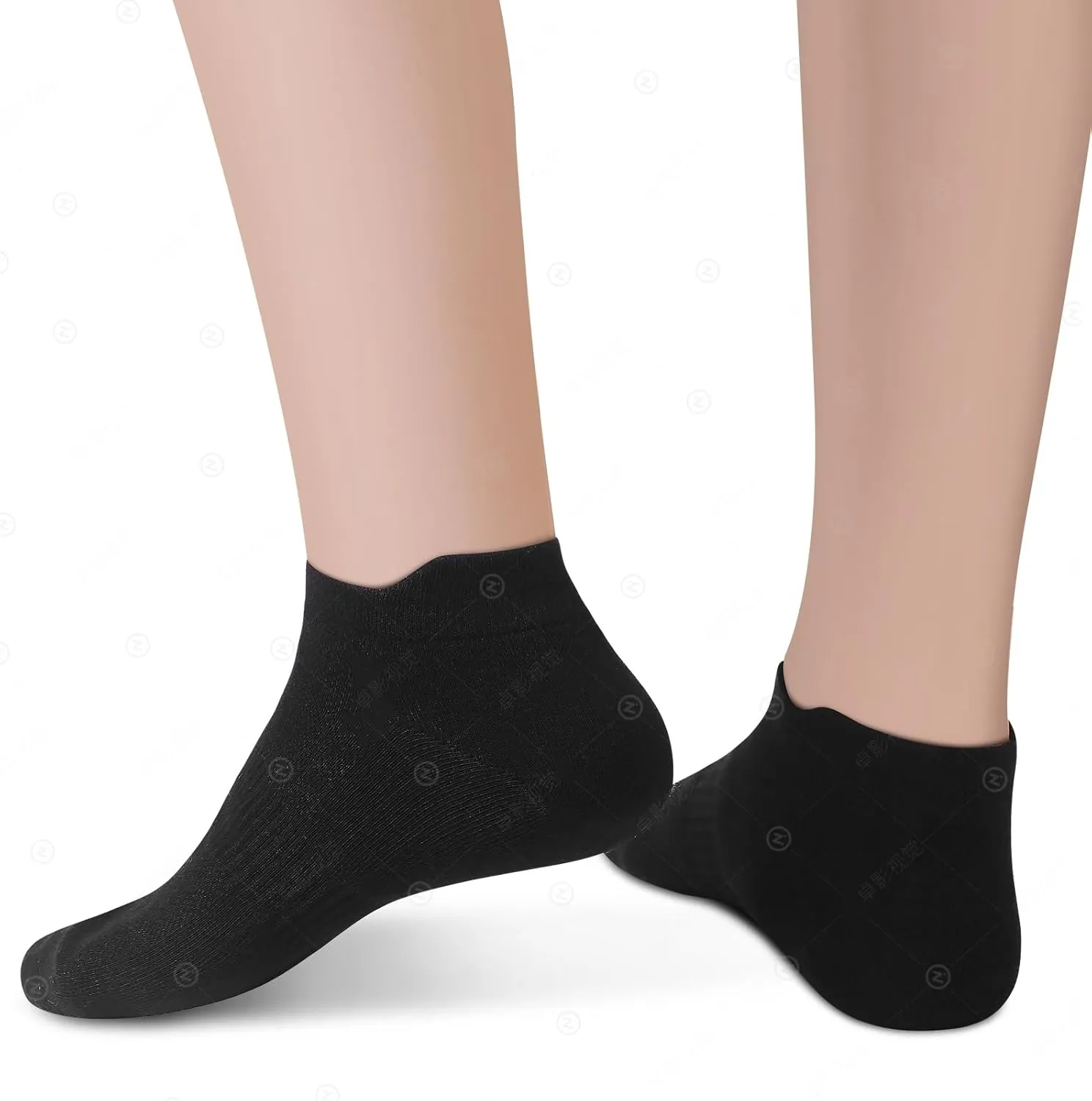 Women's Ankle Cotton Socks - Low Cut Athletic Running Soft Thin No Show White Socks With Tab 6 Pairs