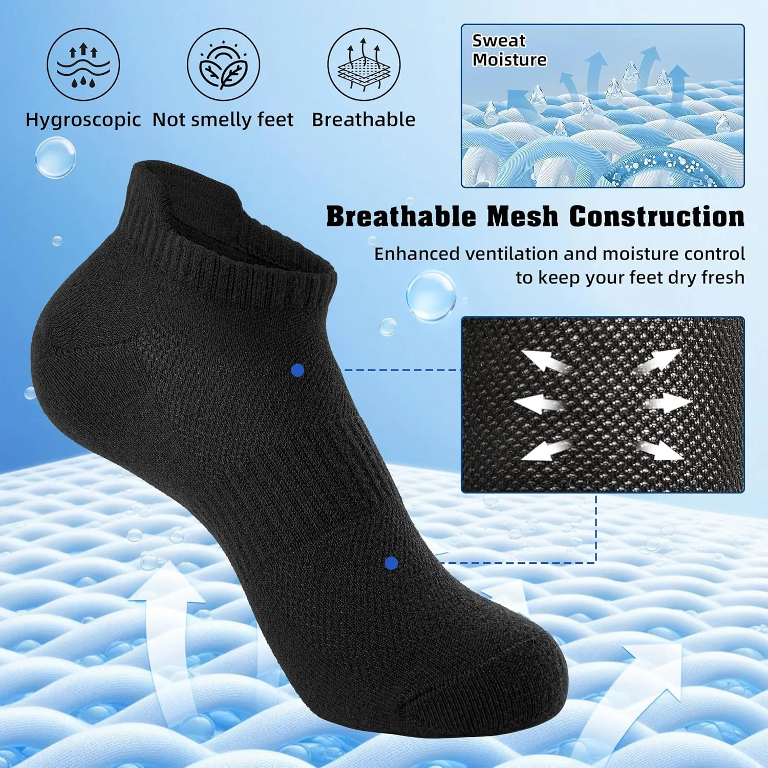 Womens Ankle Socks Running Athletic Sports Low Cut Socks No Show Socks for Women Tab Socks 6 Pairs